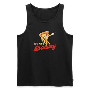 C’est ma fête drôle d’anniversaire en dabbing pizza - Débardeur bio Premium Homme - noir - Devant - Michal (187cm)