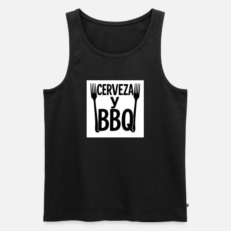 Digitales Design "Bier & BBQ" - Männer Premium Bio Tank Top - Schwarz