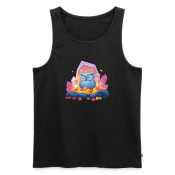 Meditating Owl Crystal Cave - Men's Premium Organic Tank Top - black - Front - AI Model Male 178 light (178cm)