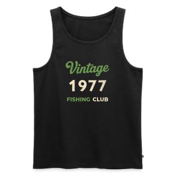 Vintage 1977 – Fishing Club Retro Geburtsjahr - Männer Premium Bio Tank Top - Schwarz - Vorne - Michal (187cm)