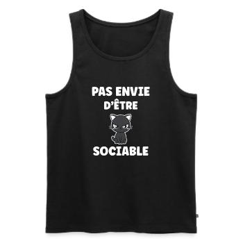 Pas envie d'être sociable - Chat grognon - Men's Premium Organic Tank Top - black - Front - AI Model Male 178 light (178cm)