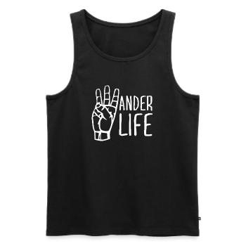 Signe de main Wander Life - West Coast Wanderer - Débardeur bio Premium Homme - noir - Devant - AI Model Male 178 light (178cm)