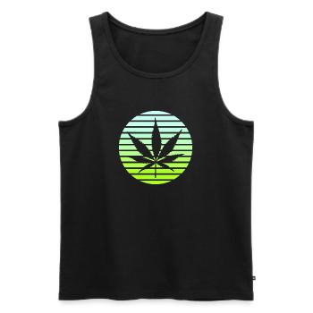 Cannabis Hanfblatt Retro Sunset Vintage Stil - Männer Premium Bio Tank Top - Schwarz - Vorne - AI Model Male 178 light (178cm)