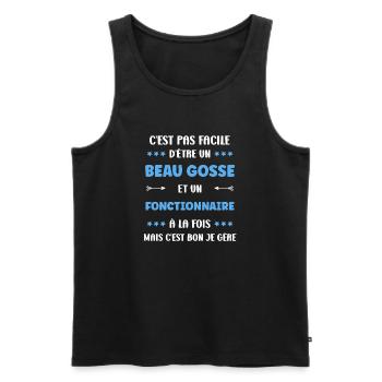 Gutaussehende Kerle und Beamter: Ich bin Manager - Männer Premium Bio Tank Top - Schwarz - Vorne - Michal (187cm)