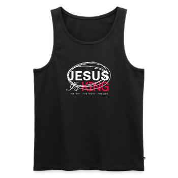 Jesus King Fette Typografie - Männer Premium Bio Tank Top - Schwarz - Vorne - AI Model Male 178 light (178cm)