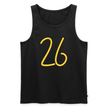 26 - Men's Premium Organic Tank Top - black - Front - AI Model Male 178 light (178cm)
