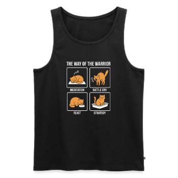Chat drôle La Voie du Guerrier Samouraï Orange - Débardeur bio Premium Homme - noir - Devant - AI Model Male 178 light (178cm)