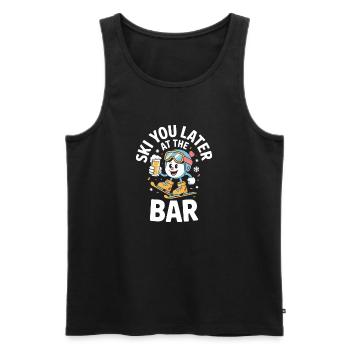 Skier plus tard au bar après ski bar - Débardeur bio Premium Homme - noir - Devant - AI Model Male 178 light (178cm)