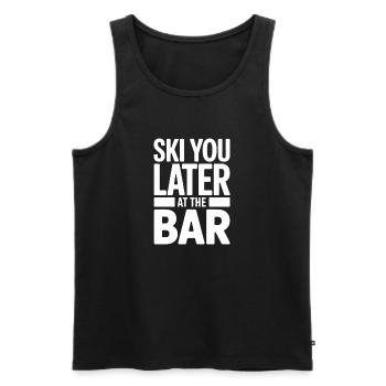 Skier plus tard au bar après ski bar - Débardeur bio Premium Homme - noir - Devant - AI Model Male 178 light (178cm)