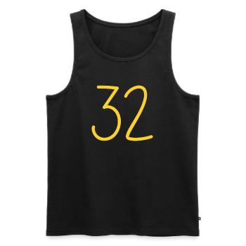 32 - Men's Premium Organic Tank Top - black - Front - AI Model Male 178 light (178cm)
