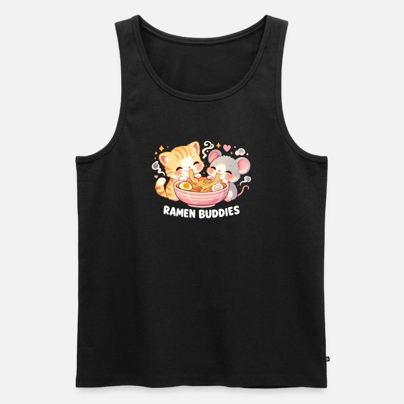 Ramen Katze - Männer Premium Bio Tank Top - Schwarz