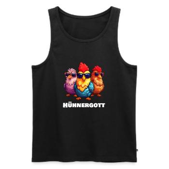 Funny Chickens Chicken God - Men's Premium Organic Tank Top - black - Front - AI Model Male 178 light (178cm)