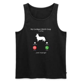 Mon corgi gallois cardigan appelle le chien drôle de maman - Débardeur bio Premium Homme - noir - Devant - Michal (187cm)