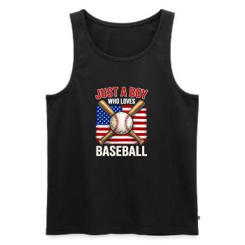 Boy loves baseball and flag - Men's Premium Organic Tank Top - black - Front - Michal (187cm)