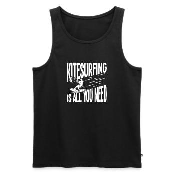 Kitesurfing is all you need - Men's Premium Organic Tank Top - black - Front - AI Model Male 178 light (178cm)