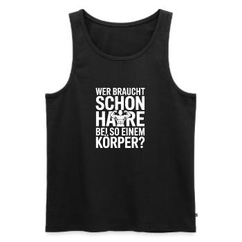 Glatze Wer Braucht Schon Haare Halbglatze Glatzen - Männer Premium Bio Tank Top - Schwarz - Vorne - AI Model Male 178 light (178cm)