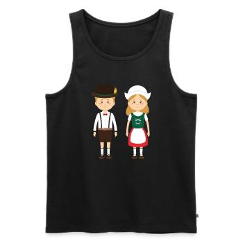 Volkstracht Kinderpaar in Lederhosen und Dirndl - Männer Premium Bio Tank Top - Schwarz - Vorne - AI Model Male 178 light (178cm)