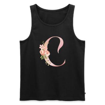 Q Blumenaquarell und Band - Männer Premium Bio Tank Top - Schwarz - Vorne - Michal (187cm)