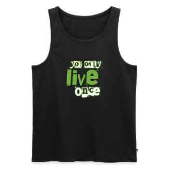 You Only Live Once Green Graffiti Look - Men's Premium Organic Tank Top - black - Front - Michal (187cm)
