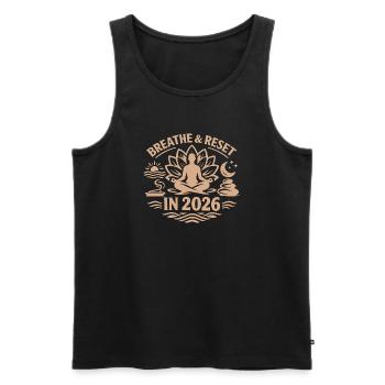 Breathing and Restart | New Year's resolutions 2026 - Men's Premium Organic Tank Top - black - Front - AI Model Male 178 light (178cm)