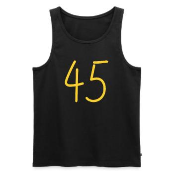 45 - Men's Premium Organic Tank Top - black - Front - AI Model Male 178 light (178cm)