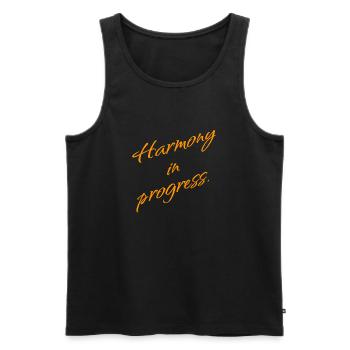Harmony in Progress – Balance & Mindset - Men's Premium Organic Tank Top - black - Front - AI Model Male 178 light (178cm)