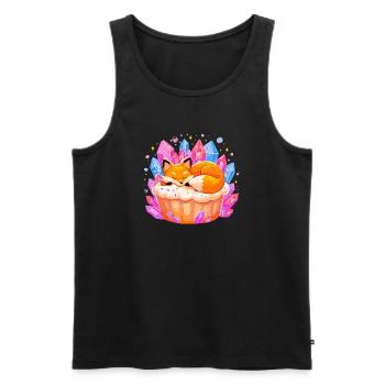 Schlafender Fuchs im Kristallcupcake - Männer Premium Bio Tank Top - Schwarz - Vorne - AI Model Male 178 light (178cm)
