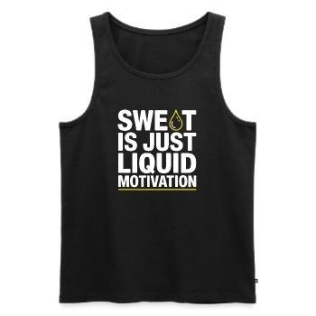 La sueur, c’est juste de la motivation liquide – Diction de la salle de sport - Débardeur bio Premium Homme - noir - Devant - AI Model Male 178 light (178cm)