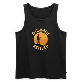 O-Fish-Ally Retired Angler Retired Pensioner - Men's Premium Organic Tank Top - black - Front - AI Model Male 178 light (178cm)