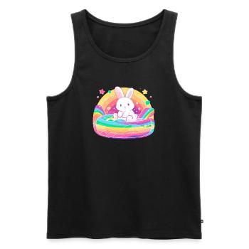 Kawaii Hase im Regenbogen - Männer Premium Bio Tank Top - Schwarz - Vorne - AI Model Male 178 light (178cm)