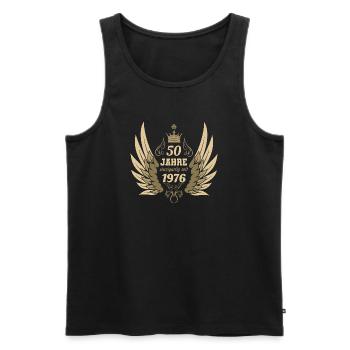 Ailes d’ange vintage uniques pour le 50e anniversaire - Débardeur bio Premium Homme - noir - Devant - Michal (187cm)