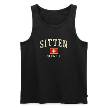 Sitten Schweiz – Flaggenmotiv mit Lokalstolz - Männer Premium Bio Tank Top - Schwarz - Vorne - AI Model Male 178 light (178cm)