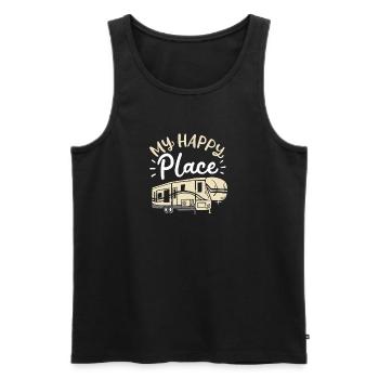 Mon Happy Place Camping rétro Camping Art de voyage - Débardeur bio Premium Homme - noir - Devant - Michal (187cm)