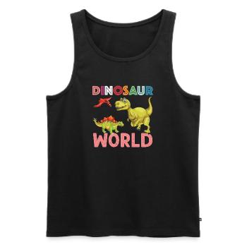 Dinosaur World sympa - Débardeur bio Premium Homme - noir - Devant - AI Model Male 178 light (178cm)