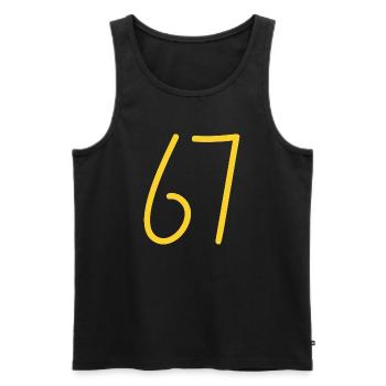 67 - Men's Premium Organic Tank Top - black - Front - AI Model Male 178 light (178cm)