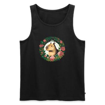 Capybara Rose Wreath - Men's Premium Organic Tank Top - black - Front - AI Model Male 178 light (178cm)