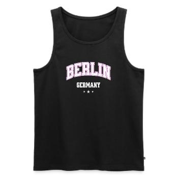 Berlin Pink Varsity Allemagne - Débardeur bio Premium Homme - noir - Devant - AI Model Male 178 light (178cm)