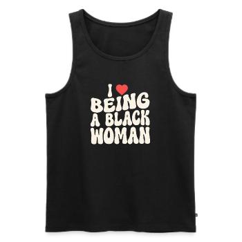 Proud Black Woman Identity Statement - Men's Premium Organic Tank Top - black - Front - AI Model Male 178 light (178cm)