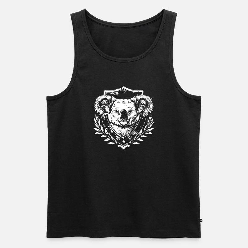 Koala Wappen Siegeldesign - Männer Premium Bio Tank Top - Schwarz