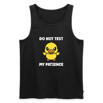Grumpy Duckling: Geduld zum Testen - Männer Premium Bio Tank Top - Schwarz - Vorne - AI Model Male 178 light (178cm)