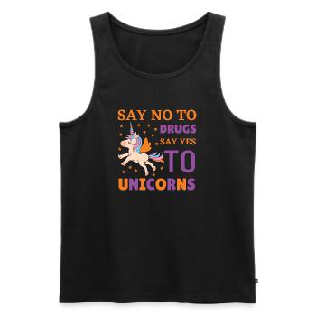 No drugs yes to unicorns - Débardeur bio Premium Homme - noir - Devant - AI Model Male 178 light (178cm)