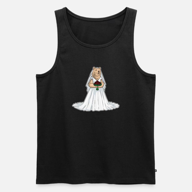 Bär Braut Rose Hochzeit - Männer Premium Bio Tank Top - Schwarz