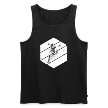 Iconisches Handball Motiv fuer Frauen - Männer Premium Bio Tank Top - Schwarz - Vorne - AI Model Male 178 light (178cm)