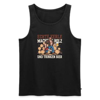 Real Guys Wood and Beer Power - Men's Premium Organic Tank Top - black - Front - AI Model Male 178 light (178cm)