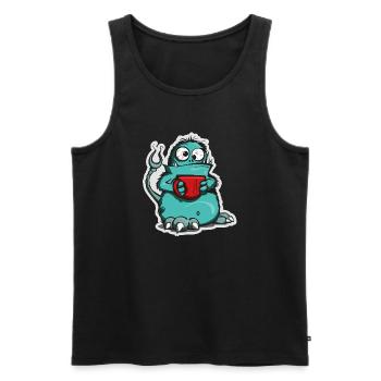 Kaffee-Monster im Comic-Stil - Männer Premium Bio Tank Top - Schwarz - Vorne - AI Model Male 178 light (178cm)
