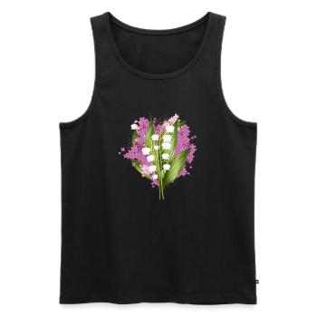 Maiglöckchen und Flieder als Frühlingsgruß - Männer Premium Bio Tank Top - Schwarz - Vorne - AI Model Male 178 light (178cm)