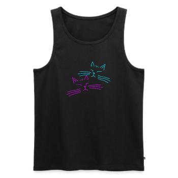 Katze Katzen Retro Vintage Party  - Männer Premium Bio Tank Top - Schwarz - Vorne - Michal (187cm)