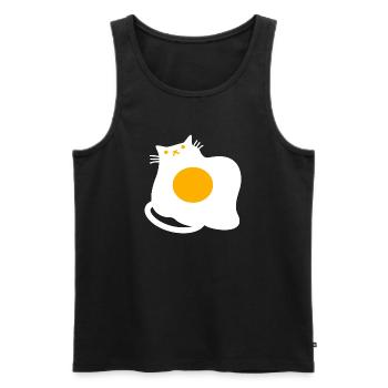 Funny Cat as Fried Egg Cooking Chef - Men's Premium Organic Tank Top - black - Front - Michal (187cm)
