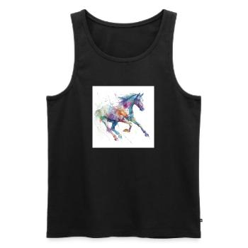 Vivid Watercolor Horse - Men's Premium Organic Tank Top - black - Front - AI Model Male 178 light (178cm)