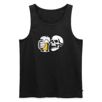 Totenkopf mit Bierkrug – Bier & Skull Shirt - Männer Premium Bio Tank Top - Schwarz - Vorne - Michal (187cm)